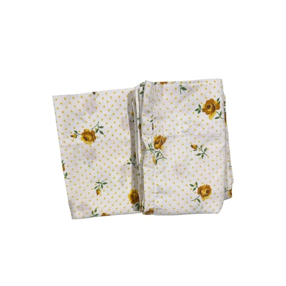 Vintage Cannon Monticello Pillowcases Yellow Rose Polka Dot Set of 2 No-Iron Mus - Picture 3 of 8